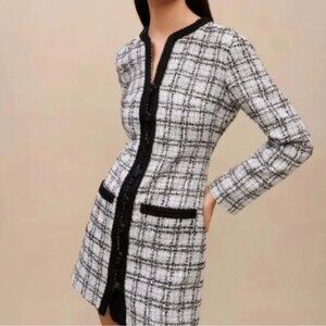 Maje Black and White Tweed Mini Dress